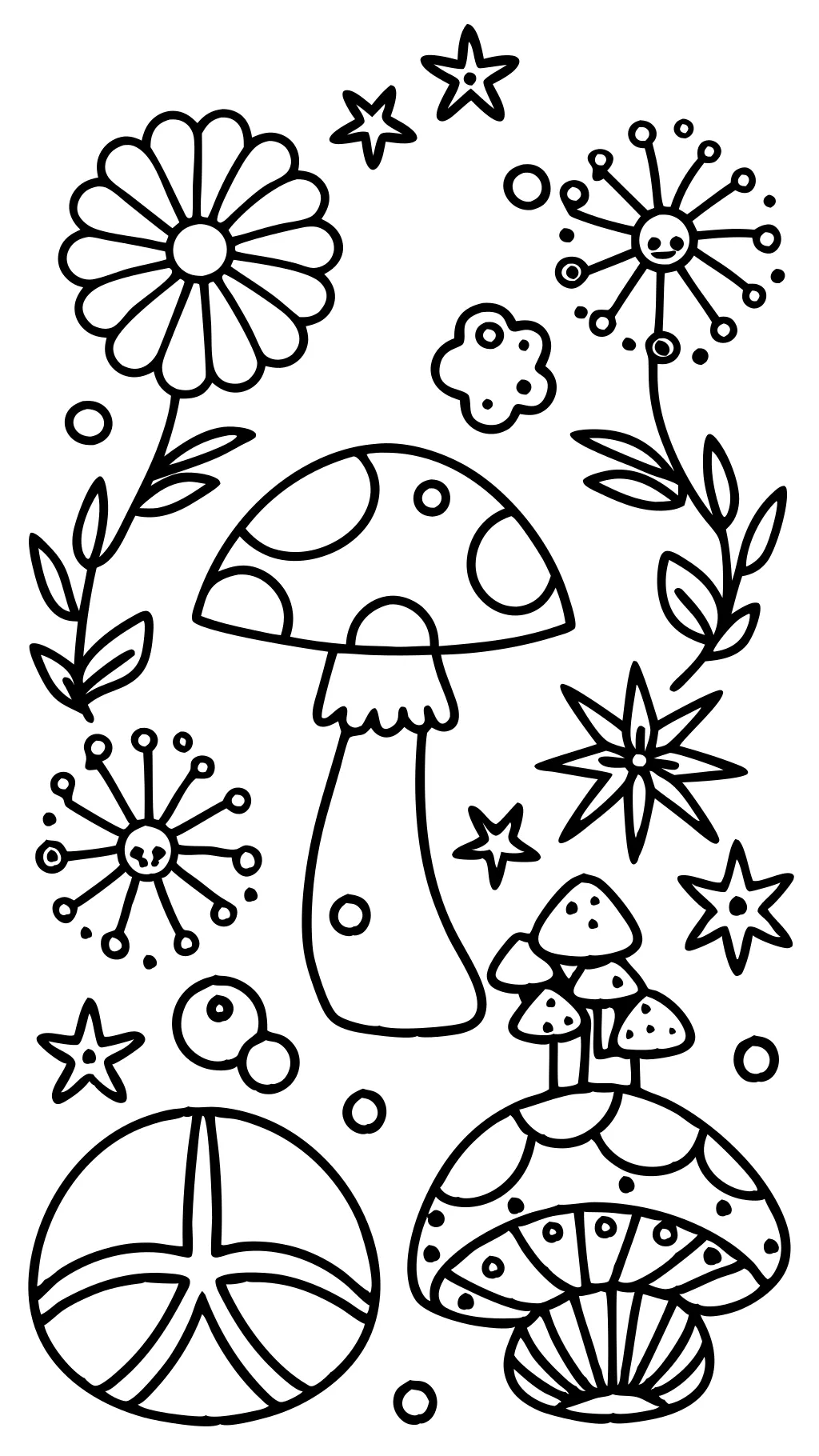 coloriages de champignons hippies